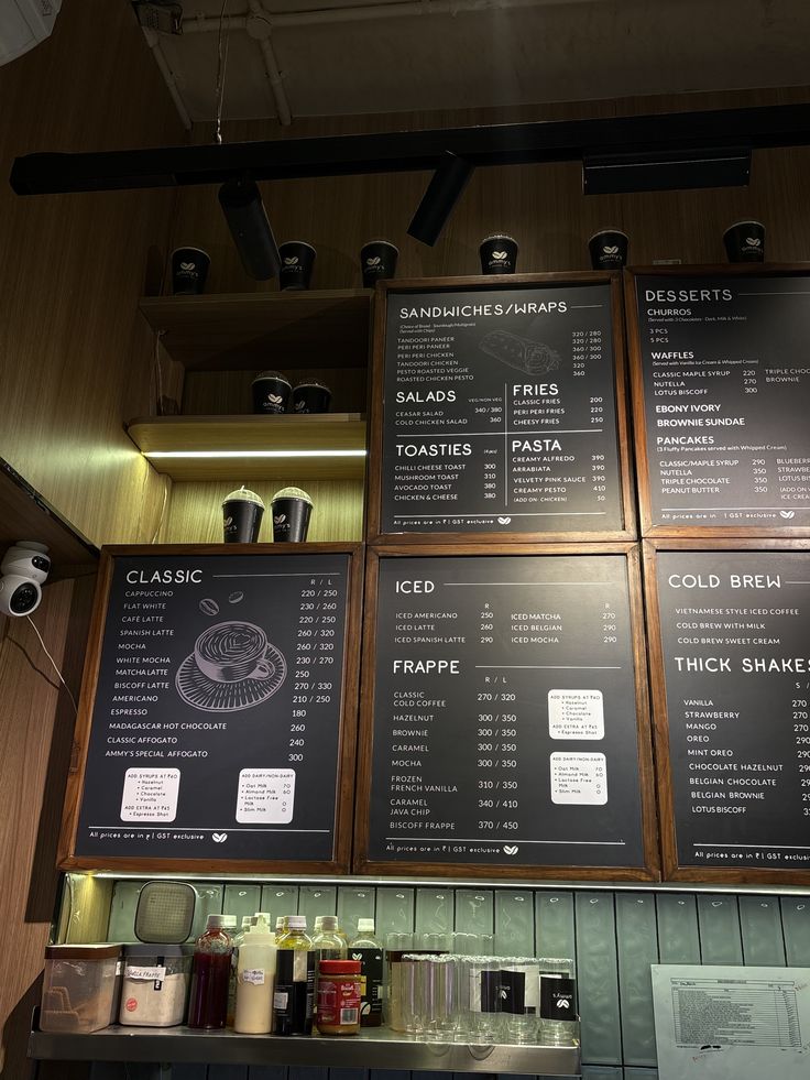 Evening scene in a premium cafe with warm artificial lighting