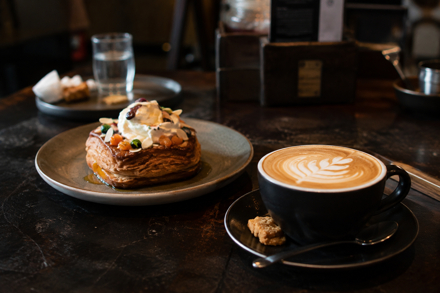 Indian fusion cafe dish with latte art